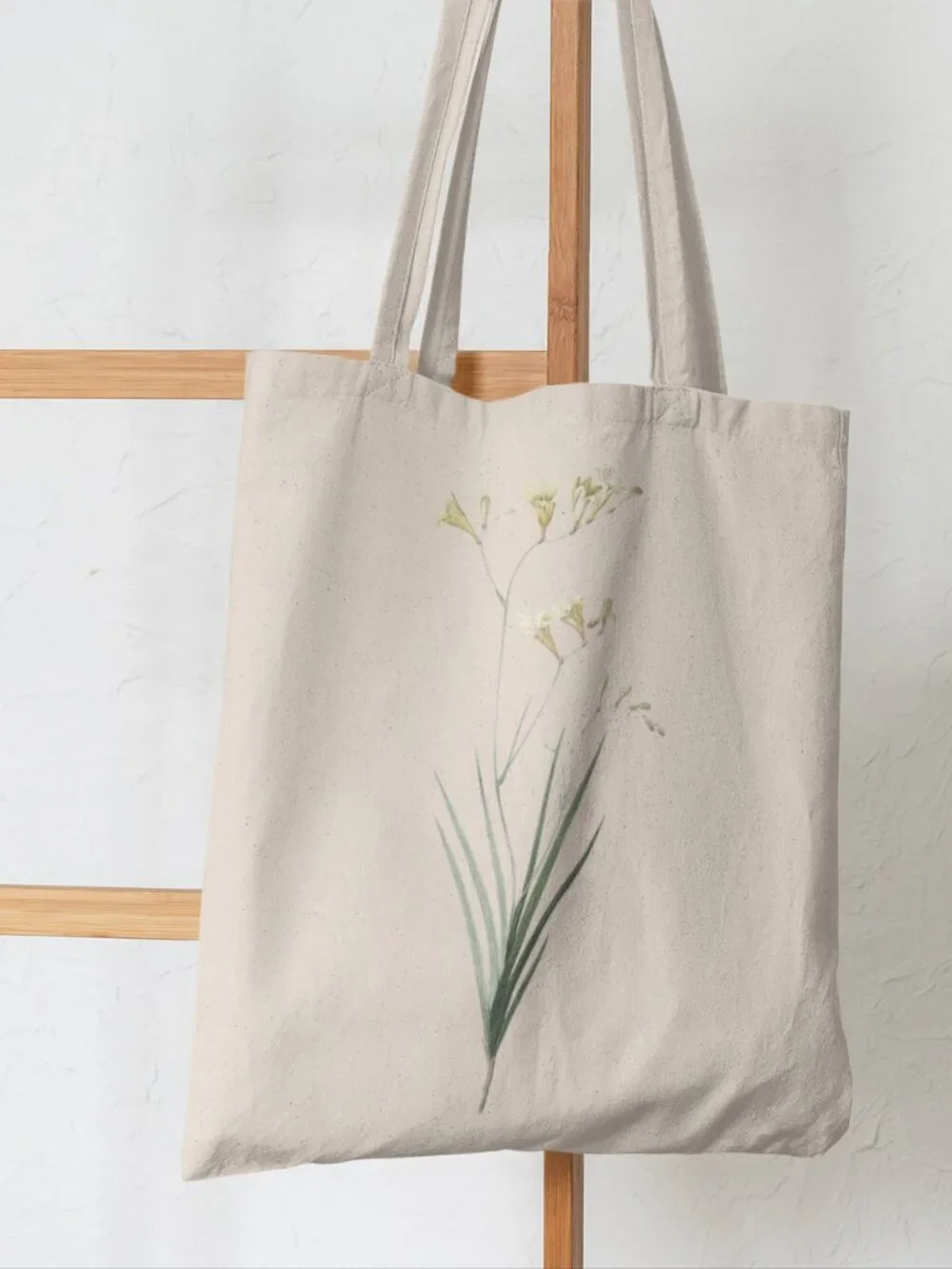 Freesia Vintage Floral Print Graphic Canvas Tote Bag